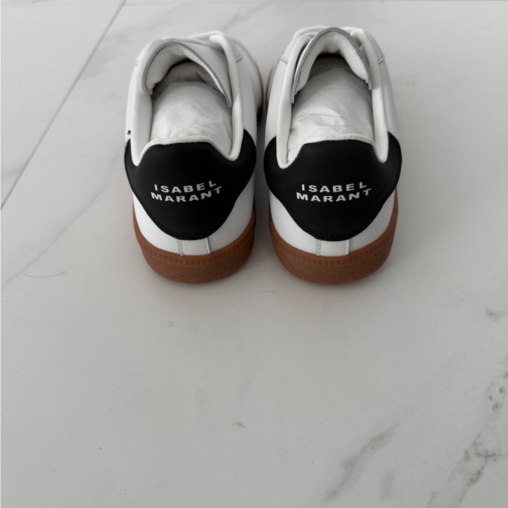 Isabel Marant White Black Brown Gum-sole Low-Top Sneakers - Picture 4 of 4
